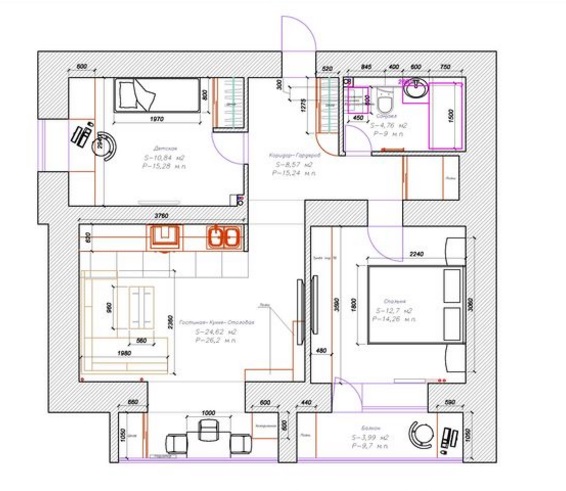 Dizajnirajte jednosoban stan od 60 kvadrata. m: preuređenje, reorganizacija ili manji popravak?