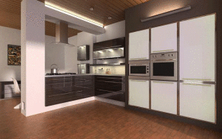 Кухня-столовая в стиле хай-тек: господство чётких линий