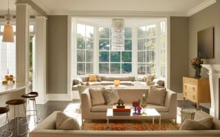 Дизайн гостиной с эркером