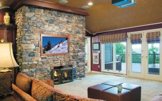 Домашний кинотеатр в интерьере гостиной