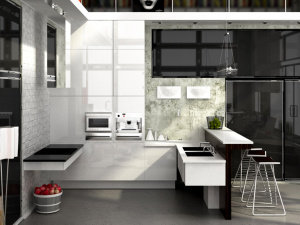 Белая кухня с мозаикой