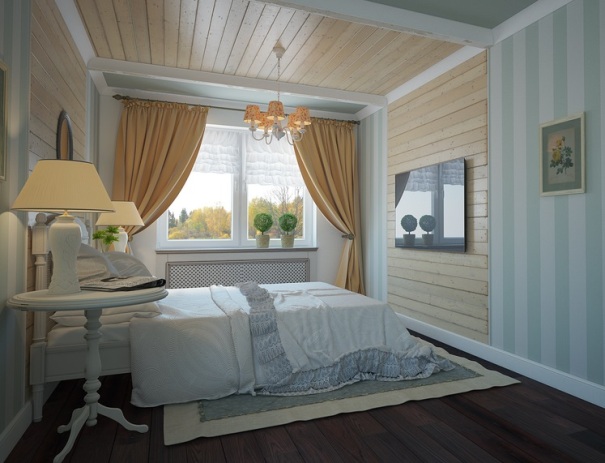 спальня в деревянном доме в стиле прованс