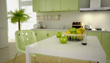 Кухня зеленая с белым