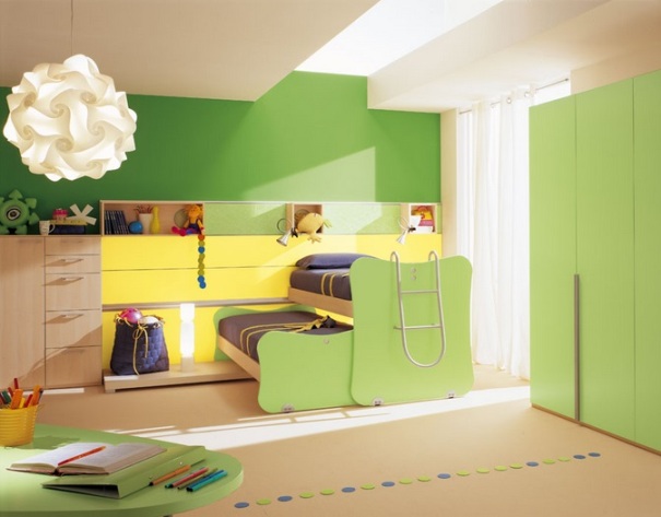 спальня желто зеленая фото