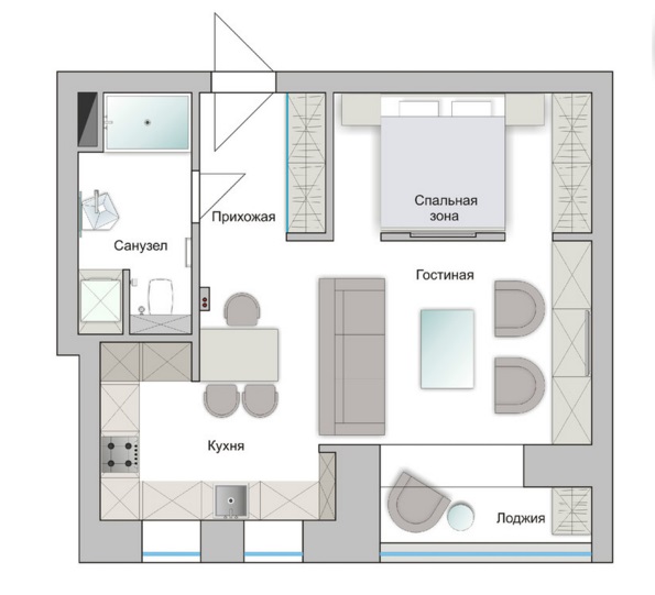 план однокомнатной квартиры студии