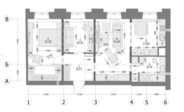 Интерьер трехкомнатной квартиры 80 кв м